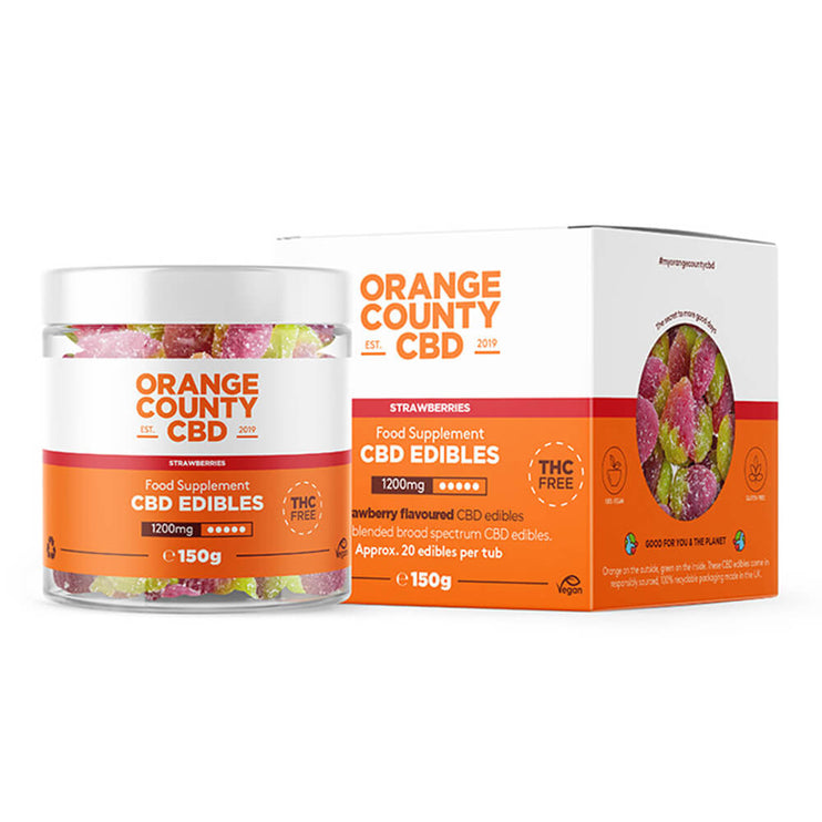 Orange County CBD Gummies Strawberries, 1200mg CBD, 150 grams
