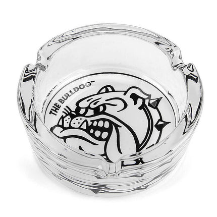 The Bulldog - 10mm Glass Ashtray (Black / White/ Blue)