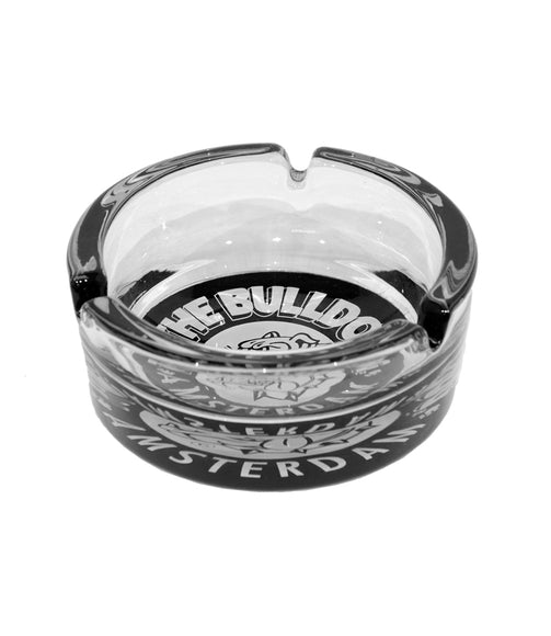 The Bulldog - 10mm Glass Ashtray (Black / White/ Blue)